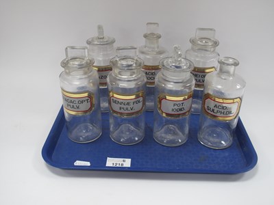 Lot 1218 - Apothecary Clear Glass Jars, circa 1900, each...