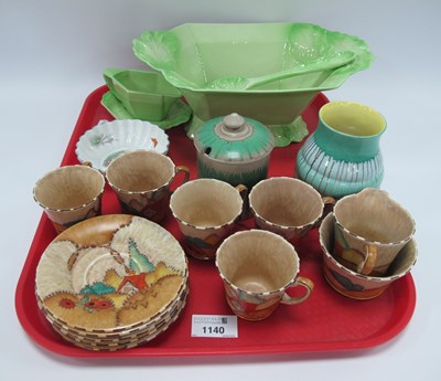 Lot 1140 - Shelley Drixxle Vase and Jam Pot, foxglove...