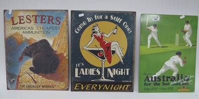 Lot 1295 - Reproduction Metal Wall Signs, - Lesters...