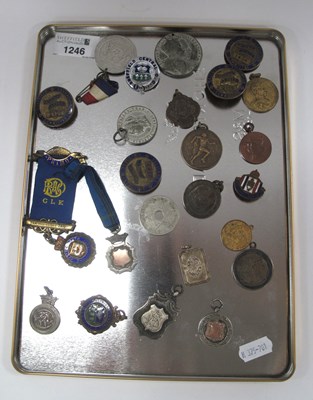 Lot 1246 - Silver & Enamel Lodge Medal, six silver medals...