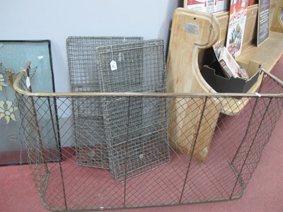 Lot 1390 - XIX Century Wire Metal Fire Guard, with brass...