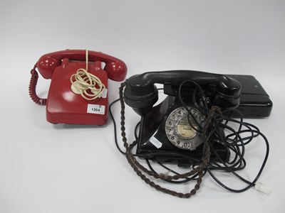 Lot 1354 - Black Anvil Telephone, No 164 ro receiver, red...
