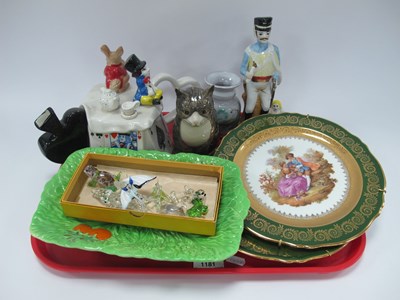 Lot 1181 - Limoges Plates, Quail cat, Moka teapot, glass...