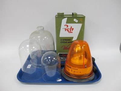 Lot 1367 - Etched Glass Cloche, 22cm high, two smaller...
