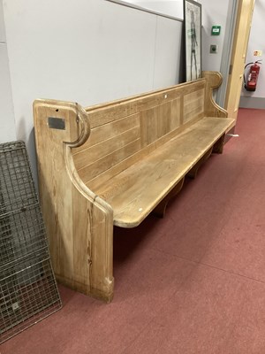 Lot 1419A - XIX Century Pine Pew with shaped sides,...