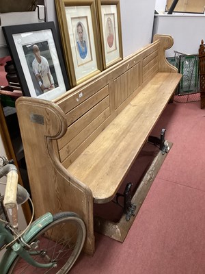 Lot 1421 - XIX Century Pine Pew with shaped sides, with...