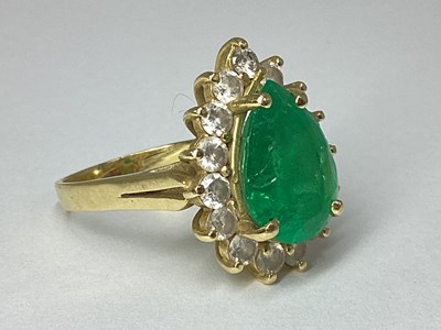 Lot 178 - A Large Emerald and Diamond Pear Shape Cluster...