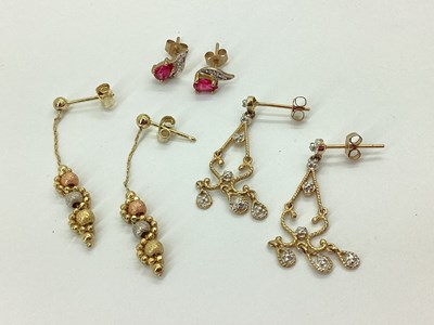 Lot 95 - Three Pairs of Assorted Earrings, stud and...