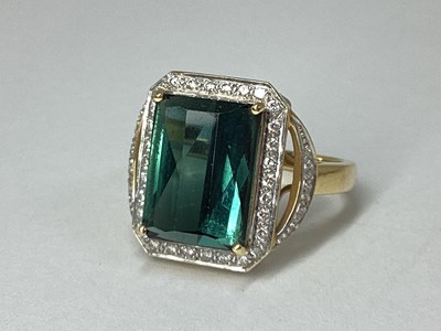 Lot 181 - A Modern Single Stone Dress Ring, rectangular...