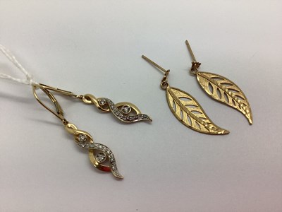 Lot 62 - A Pair of Two Tone Drop Earrings, with inset...