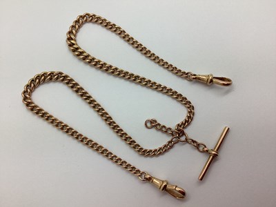 Lot 230 - A 9ct Gold Graduated Curb Link Double Albert...