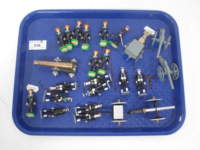 Lot 316 - Two Solid Lead Royal Navy guns limber and crew,...