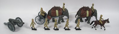 Lot 394 - A Solid Lead Elephant drawn battery unit,...