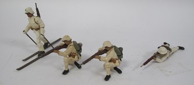 Lot 367 - Four original Elastolin German snow camouflage...