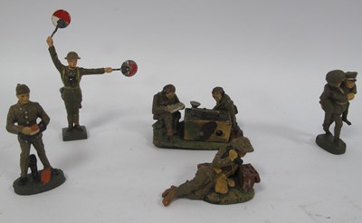 Lot 358 - Five WWII era Elastolin figures including...
