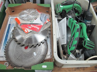 Lot 1143 - Electric power saws and saw blades, including...