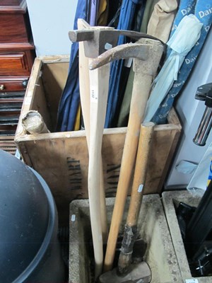 Lot 1132 - Four traditional heavy-duty garden hand tools,...