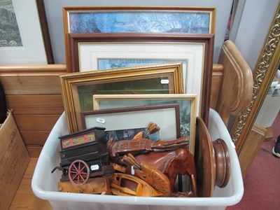 Lot 1443 - Pictures and woodenware, comprising collection...