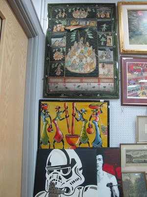 Lot 1449 - Indian Original Artwork, featuring garden and...