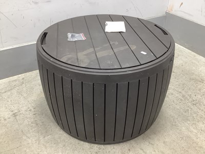 Lot 1189 - Circular Plastic Patio Storage Table, 68cm...