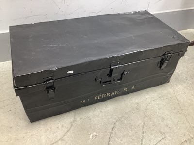 Lot 1188 - Japanned Metal Trunk, 92cm wide, containing...