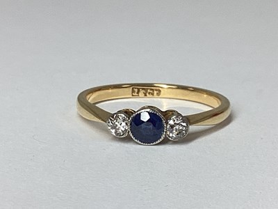 Lot 198 - A Vintage Dainty Sapphire and Diamond Three...