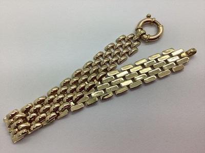 Lot 171 - A Modern 9ct Gold Wide Brick Link Bracelet, to...
