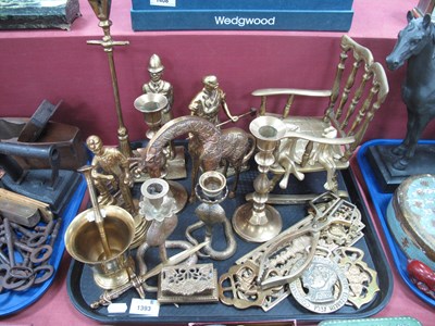 Lot 1393 - Brassware, including miniature rocking chair,...