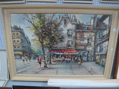Lot 1468 - L. Basset, 'Paris', oil on canvas, 60cm x 90cm,...