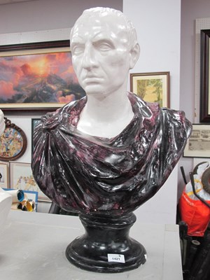 Lot 1421 - Painted Plaster Bust of Julius Caesar, 60cm tall.
