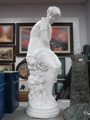 Lot 1417 - Painted Plaster Figure of Scantily Clad Maiden,...