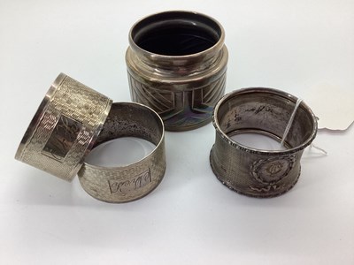 Lot 8 - Three Hallmarked Silver Napkin Rings, together...