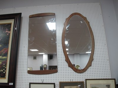 Lot 1484 - Oval Wall Mirror in 1970s Wavy Teak Frame,...