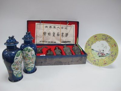 Lot 1404 - Pair Chinese Famille Verte Porcelain Vases,...