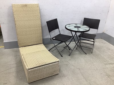 Lot 1197 - Folding Patio Table, two Chairs and Lounger (4).
