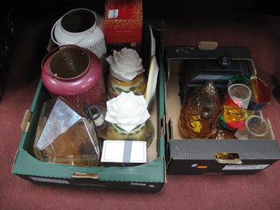 Lot 1353 - Candles, lighting, glass owl lights, etc:- Two...