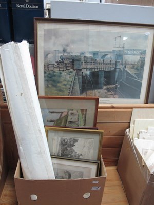 Lot 1440 - Water Colours, prints, records, South...