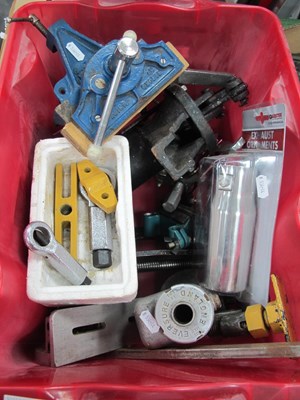 Lot 1147 - Tools and metalware, comprising blue-painted...