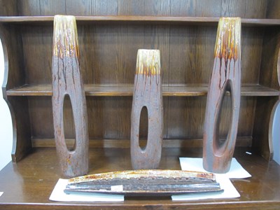 Lot 1201 - 1970s Style Flame Tree Vases (3) in tones of...