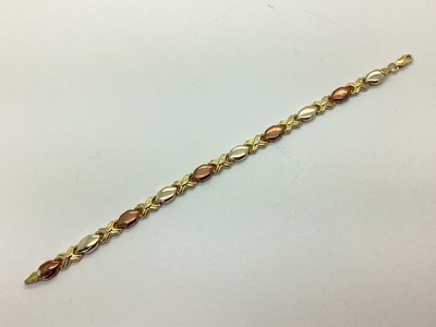 Lot 51 - A Modern Tri-Colour Bracelet, of alternate...