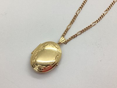 Lot 80 - A 9ct Gold Oval Locket, with foliate patterned...