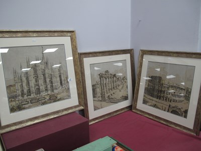 Lot 1356 - Works of Art, comprising three framed 20th...