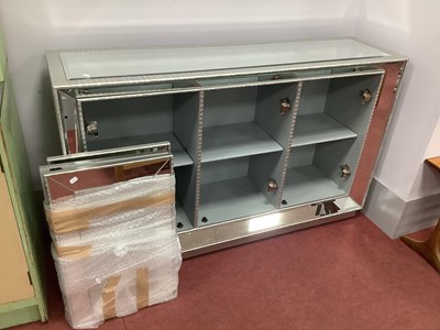 Lot 1181 - Silvered and Mirrored Sideboard with three...