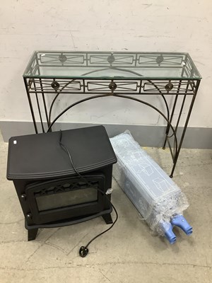 Lot 1186 - Glass Topped Hall Table on metal base, 92cm...