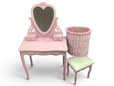 Lot 1493 - Girls Pink Painted Dressing Table 74.5cm wide,...