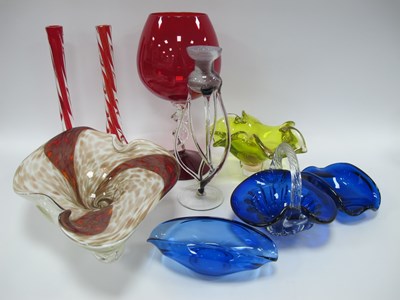 Lot 1223 - Art glassware, including oversized ruby red...