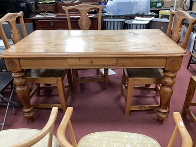 Lot 1500 - Pine Kitchen Table with curved corners to...