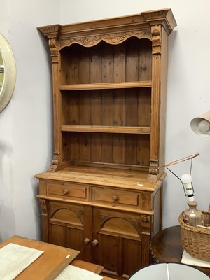 Lot 1513 - Scender Pine Kitchen Dresser with vine carving...