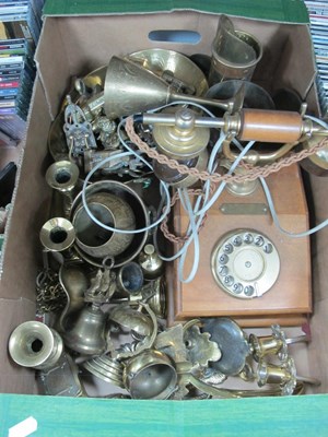 Lot 1023 - Telephone, brassware, door knockers, bells,...