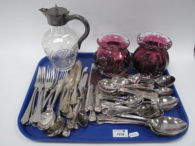 Lot 1318 - Kings Pattern Cutlery Claret Jug with plated...
